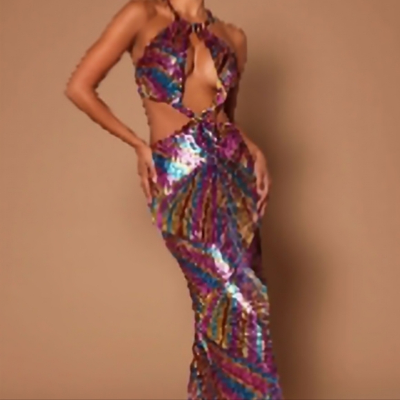 Svetlana Sequin Maxi Dress with Cutouts NWT - Picture 3 of 6